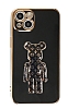 Eiroo iPhone 14 Bearbrick Standl Siyah Silikon Klf
