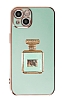 Eiroo iPhone 14 Plus Aynal Parfm Standl Yeil Silikon Klf