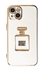 Eiroo iPhone 14 Plus Aynal Parfm Standl Beyaz Silikon Klf