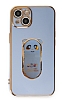 Eiroo iPhone 14 Plus Baby Panda Standl Mavi Silikon Klf