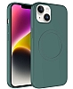 Eiroo iPhone 14 Plus MagSafe zellikli Yeil Silikon Klf