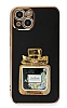 Eiroo iPhone 14 Plus Tal Parfm Standl Siyah Silikon Klf