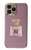 Eiroo iPhone 14 Pro Aynal Parfm Standl Mor Silikon Klf