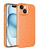 Eiroo iPhone 15 Plus Simli Turuncu Silikon Klf