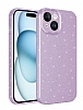 Eiroo iPhone 15 Plus Simli Lila Silikon Klf