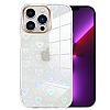Eiroo iPhone 15 Pro Max Hologram Kalpli Silikon Kenarl effaf Rubber Klf