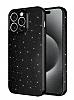Eiroo iPhone 15 Pro Simli Siyah Silikon Klf