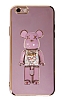 Eiroo iPhone 6 / 6S Candy Bear Standl Mor Silikon Klf