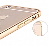 Eiroo iPhone 6 / 6S Gold izgili Round Metal Bumper ereve Siyah Klf - Resim: 5