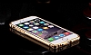 Eiroo iPhone 6 / 6S Gold izgili Round Metal Bumper ereve Siyah Klf - Resim: 6