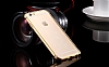 Eiroo iPhone 6 / 6S Gold izgili Round Metal Bumper ereve Siyah Klf - Resim 4