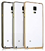 Eiroo Samsung N9100 Galaxy Note 4 Gold izgili Metal Round Bumper Siyah Klf - Resim 3