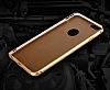 Eiroo iPhone 6 Plus / 6S Plus Metal Kenarl Gold Deri Klf - Resim: 5