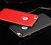 Eiroo iPhone 6 Plus / 6S Plus Metal Kenarl Gold Deri Klf - Resim 7