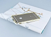 Eiroo iPhone 6 / 6S Beyaz eritli Tal Metal Bumper ereve Gold Klf - Resim 1