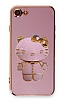 Eiroo iPhone 7 / 8 Aynal Kitty Standl Mor Silikon Klf