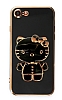 Eiroo iPhone 7 / 8 Aynal Kitty Standl Siyah Silikon Klf