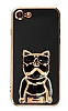 Eiroo iPhone 7 / 8 Bulldog Standl Siyah Silikon Klf