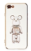 Eiroo iPhone 7 / 8 Candy Bear Standl Beyaz Silikon Klf