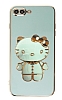 Eiroo iPhone 7 Plus / 8 Plus Aynal Kitty Standl Yeil Silikon Klf