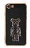 Eiroo iPhone SE 2020 Bearbrick Standl Siyah Silikon Klf