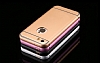 Eiroo iPhone SE / 5 / 5S Metal Kenarl Beyaz Rubber Klf - Resim: 1