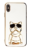 Eiroo iPhone X / XS Bulldog Standl Beyaz Silikon Klf