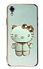 Eiroo iPhone XR Aynal Kitty Standl Yeil Silikon Klf