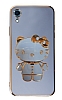Eiroo iPhone XR Aynal Kitty Standl Mavi Silikon Klf