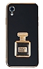 Eiroo iPhone XR Aynal Parfm Standl Siyah Silikon Klf