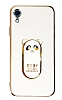 Eiroo iPhone XR Baby Panda Standl Beyaz Silikon Klf