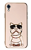 Eiroo iPhone XR Bulldog Standl Pembe Silikon Klf