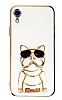 Eiroo iPhone XR Bulldog Standl Beyaz Silikon Klf