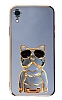 Eiroo iPhone XR Bulldog Standl Mavi Silikon Klf