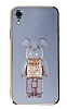Eiroo iPhone XR Candy Bear Standl Mavi Silikon Klf
