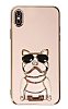 Eiroo iPhone XS Max Bulldog Standl Pembe Silikon Klf