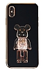 Eiroo iPhone XS Max Candy Bear Standl Siyah Silikon Klf
