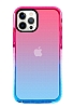 Eiroo Jelly iPhone 13 Pro Max 6.7 in Mavi-Pembe Silikon Klf