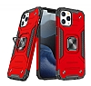 Eiroo Kickstand iPhone 13 Pro Ultra Koruma Krmz Klf