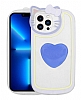Eiroo Kitty iPhone 12 Pro Kedi Figrl Tutuculu Mavi Silikon Klf