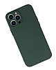 Eiroo Lansman iPhone 13 Pro Kamera Korumal Koyu Yeil Silikon Klf - Resim 1