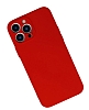 Eiroo Lansman iPhone 13 Pro Max Kamera Korumal Krmz Silikon Klf - Resim 1