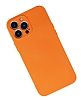 Eiroo Lansman iPhone 13 Pro Max Kamera Korumal Turuncu Silikon Klf - Resim: 1