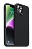 Eiroo Lansman iPhone 14 Plus Siyah Silikon Klf