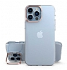 Eiroo Lens Stand iPhone 13 Pro Max Rose Gold Kamera Şeffaf Silikon Kılıf
