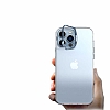 Eiroo Lens Stand iPhone 13 Pro Max Gold Kamera Şeffaf Silikon Kılıf - Resim: 7
