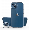 Eiroo Lens Stand iPhone 14 Mavi Kamera effaf Silikon Klf