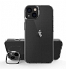 Eiroo Lens Stand iPhone 14 Plus Siyah Kamera effaf Silikon Klf