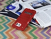 Eiroo Lesan Samsung i9800 Galaxy S6 Standl Metal Delikli Krmz Rubber Klf - Resim: 2