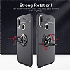 Eiroo Liquid Ring Huawei P20 Lite Standl Krmz-Siyah Silikon Klf - Resim 1